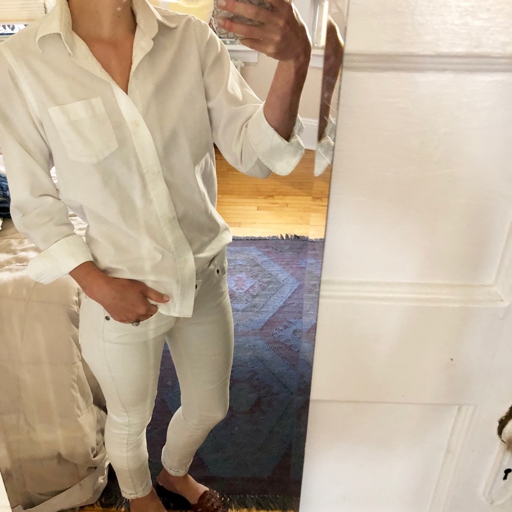 French Connection Cropped White Jeans